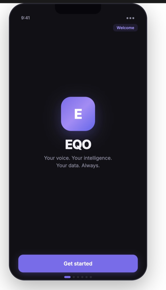 EQO welcome screen